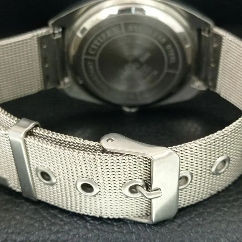 Vintage 1984 Citizen Manual Wound Mens Silver Watch & Silver accents